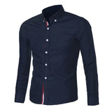 Navy Blue/Light Blue/White Mens Button Shirt Chemise Homme Slim Fit Long Sleeve Men Shirts Famous Brand Social Shirt