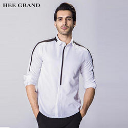 HEE GRAND Men Full Sleeve Shirts 2017 New Western Style Spliced Color Design Male Casual Hiden Zipper Shirts Size M-XXL MCL1981