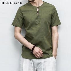 HEE GRAND Men Casual T- Shirts 2017 New Arrival Cotton Linen Material Chinese Traditional Button Decoration Men Top Tees MTS2564