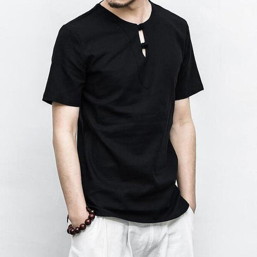 HEE GRAND Men Casual T- Shirts 2017 New Arrival Cotton Linen Material Chinese Traditional Button Decoration Men Top Tees MTS2564