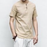 HEE GRAND Men Casual T- Shirts 2017 New Arrival Cotton Linen Material Chinese Traditional Button Decoration Men Top Tees MTS2564