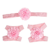 2017 3pcs Cute Foot Flower Barefoot Sandals+Headband  Set Solid Color  Elastic Hair Bands Cute Kids Headbands #LSW