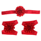 2017 3pcs Cute Foot Flower Barefoot Sandals+Headband  Set Solid Color  Elastic Hair Bands Cute Kids Headbands #LSW