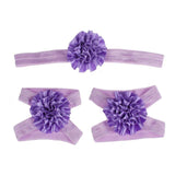 2017 3pcs Cute Foot Flower Barefoot Sandals+Headband  Set Solid Color  Elastic Hair Bands Cute Kids Headbands #LSW