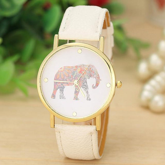 2017 Top Sale Women Watch Elephant Printing Pattern Weaved Leather Quartz Dial fashion Dress Rhinestone watches#NYL