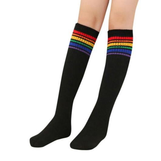 1 Pairs Girls socks Cotton rainbow Medium Solid Socks for Baby Boys Girls Toddler Kids
