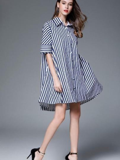 Striped Loose Women's Shirt Dress