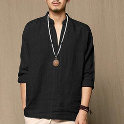 Men Tshirt  Autumn Spring Long Sleeve Solid Tee Shirts Pullover Cotton Linen Fashion Loose Leisure T-shirts Tops Masculina 2018