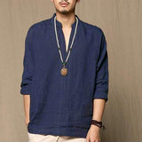 Men Tshirt  Autumn Spring Long Sleeve Solid Tee Shirts Pullover Cotton Linen Fashion Loose Leisure T-shirts Tops Masculina 2018